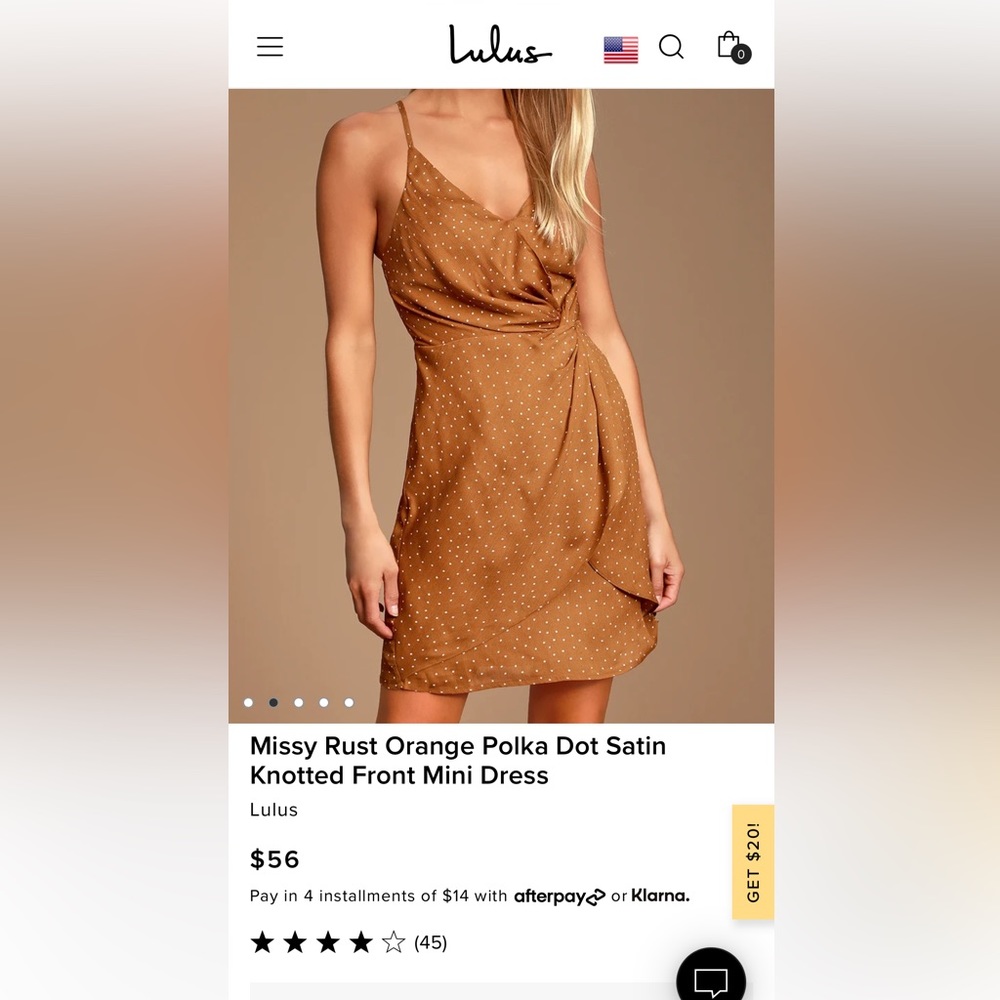 Lulus Rust Orange Polka Dot Satin Mini Dress